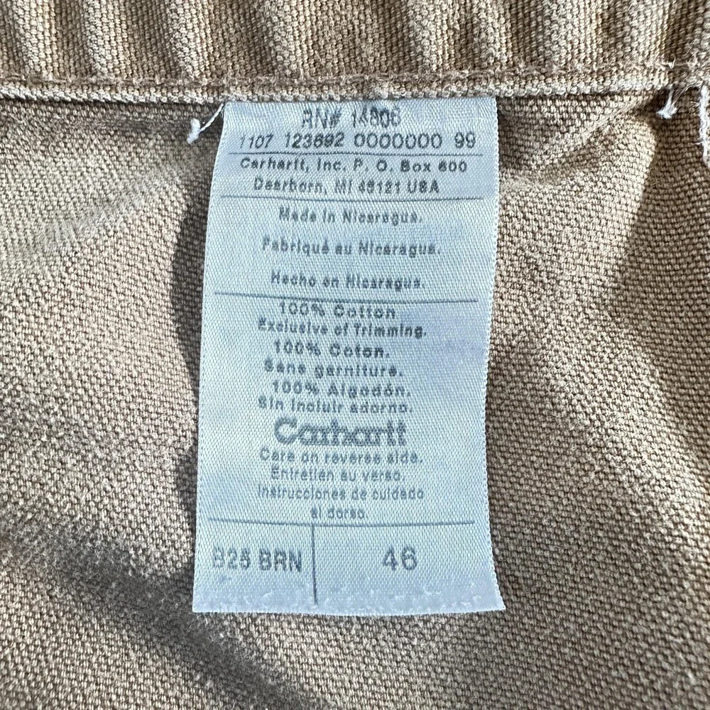 Carhartt Shorts Mens 46 Brown B25 Carpenter Work Canvas Utility Relaxed Fit